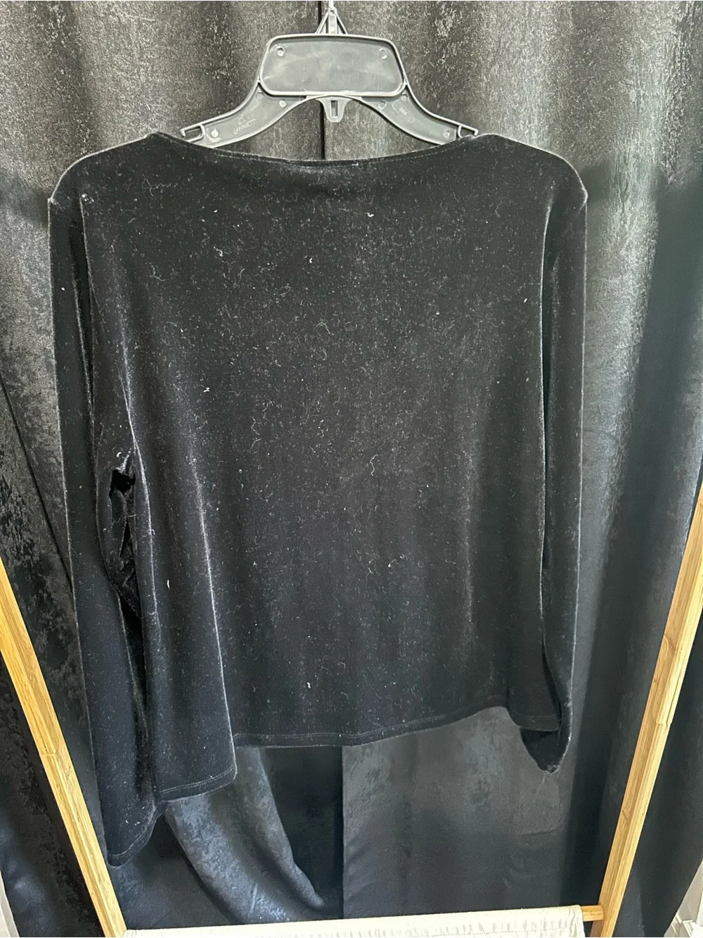 LOFT Black Velvet Long-Sleeve Square Neck Top